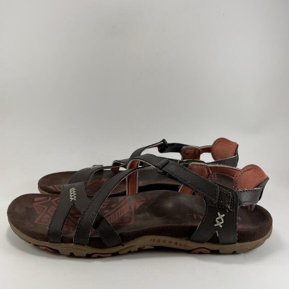 Merrell Sandspur Leather Sandals Womens Size 8 Espresso Brown Strappy Active - Picture 3 of 9